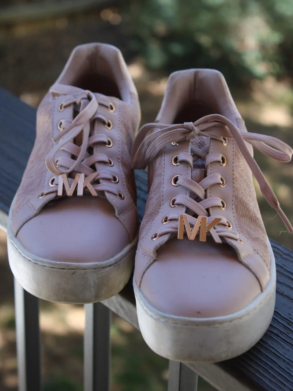 Michael Kors Blush Pink Low-Top Sneakers with Gold MK Accents